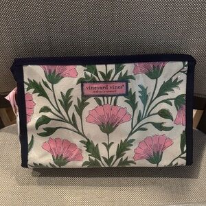 Vineyard Vines Pink and Green Floral Pouch